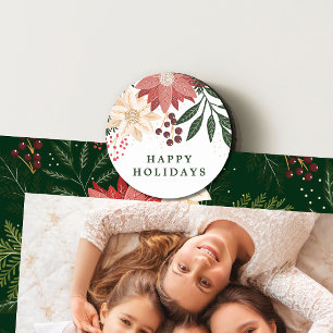 Elegant Poinsettia God jul Watercolor Magnet