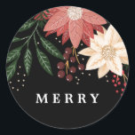 Elegant Poinsettia God jul Watercolor Runt Klistermärke<br><div class="desc">___________________________ ***Denna utformning ingår i en helgdag av julklapp** Ett steg in i en värld av tidlös charm med min "Festive Flora: jul Splendor Poinsettia Delight"-samling. 🌸 framhäva säsongens magi med en fängslande blandning av blommigtar, spola grönt gräs löv, säkra röda bär och de förtjusande nyheterna om gult och röda...</div>