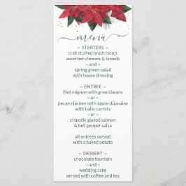 Elegant Poinsettia Grönt jul Bröllop Menu Meny
