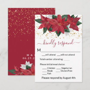 Elegant Poinsettia jul Bröllop OSA Kort