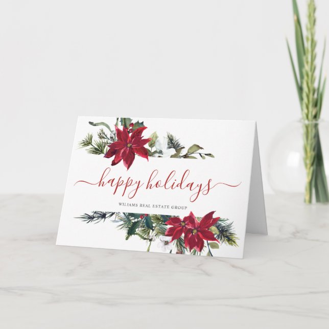 Elegant Poinsettia jul Corporate Hälsning Helgkort (Framsida)