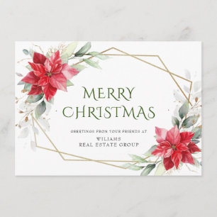 Elegant Poinsettia jul företags hälsning Julkort