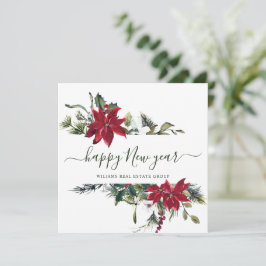Elegant Poinsettia Jul Företags Hälsning Julkort