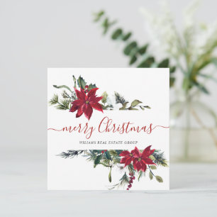 Elegant Poinsettia Jul Företags Hälsning Julkort