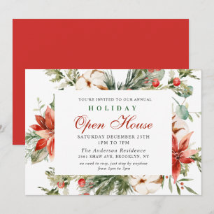 Elegant Poinsettia jul Helgdag Open House Inbjudningar