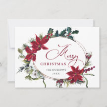 Elegant Poinsettia Jul Mistel Greeting