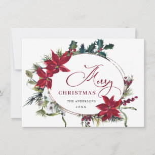 Elegant Poinsettia Jul Mistel Greeting Julkort