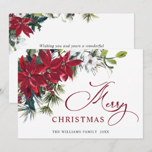 Elegant Poinsettia Jul Mistel Greeting Julkort