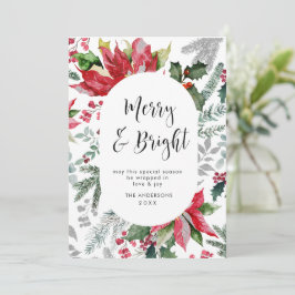 Elegant Poinsettia Jul Mistel Greeting Julkort