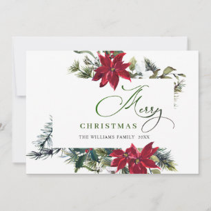 Elegant Poinsettia Jul Mistel Greeting Julkort