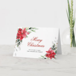 Elegant Poinsettia jul Mistletoe Hälsning Helgkort