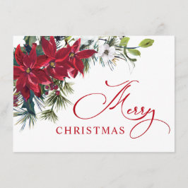 Elegant Poinsettia jul Mistletoe Hälsning Julkort
