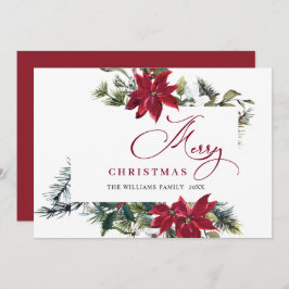 Elegant Poinsettia jul Mistletoe Hälsning Julkort
