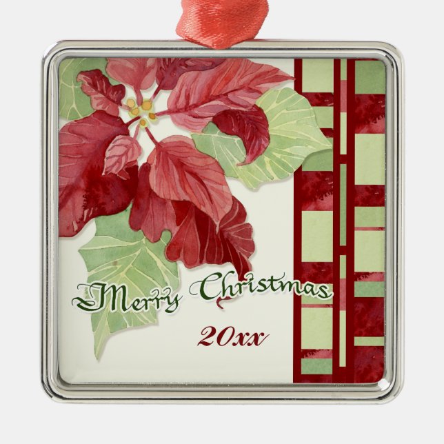 Elegant Poinsettia jul-Personligen Ornament (Framsidan)