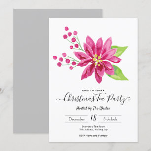 Elegant Poinsettia jul Tea Party Inbjudningar