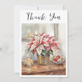 Elegant Poinsettia Julpresent Tack Kort