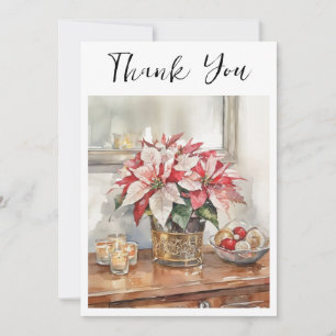 Elegant Poinsettia Julpresent Tack Kort