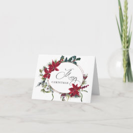 Elegant Poinsettia Mistletoe jul Hälsning Helgkort