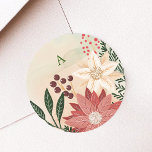 Elegant Poinsettia Monogram Helgdag Vattenfärg Runt Klistermärke<br><div class="desc">___________________________ ***Denna utformning ingår i en helgdag av julklapp** Ett steg in i en värld av tidlös charm med min "Festive Flora: jul Splendor Poinsettia Delight"-samling. 🌸 framhäva säsongens magi med en fängslande blandning av blommigtar, spola grönt gräs löv, säkra röda bär och de förtjusande nyheterna om gult och röda...</div>