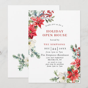 Elegant Poinsettia Open House-jul Party Inbjudningar