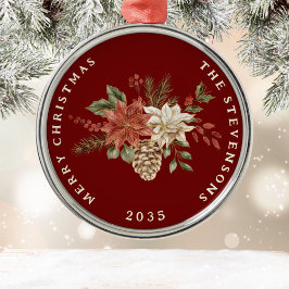 Elegant Poinsettia Personlig Julgransprydnad Metall