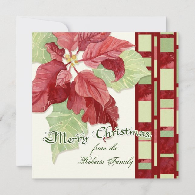 Elegant Poinsettia Photo jul Card Julkort (Framsida)