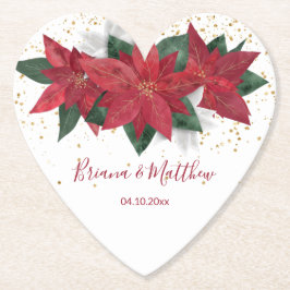 Elegant Poinsettia Red jul Bröllop Underlägg Papper
