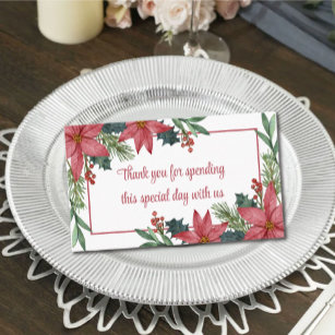 Elegant Poinsettia Tack Red jul Bröllop Placeringskort