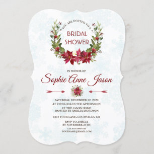 Elegant Poinsettia Vinterutandningsluft Möhippa Inbjudningar