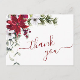 Elegant Poinsettia Watercolor - tackkort Vykort
