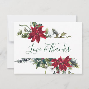 Elegant Poinsettia Watercolor - tackkort Vykort