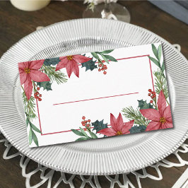 Elegant Poinsettia Winter Red jul Bröllop Placeringskort