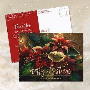 Elegant Poinsettias Business-julen Tack Helg Vykort