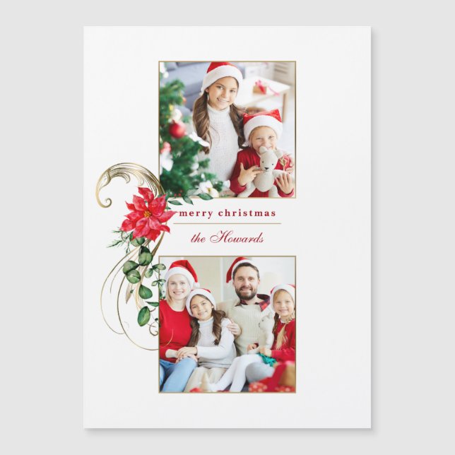 Elegant Poinsettias & Guld Scrollss 2-foto (Framsida)