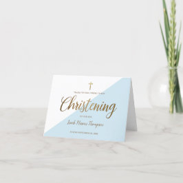 Elegant Pojke Blue Guld Tack Christening Kort