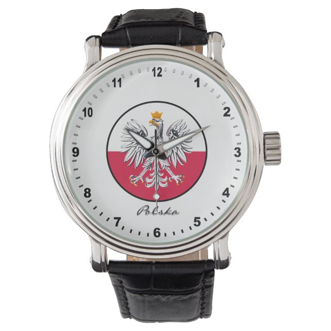 Elegant Poland Watch & Poland Flagga/Polska Armbandsur (Framsida)