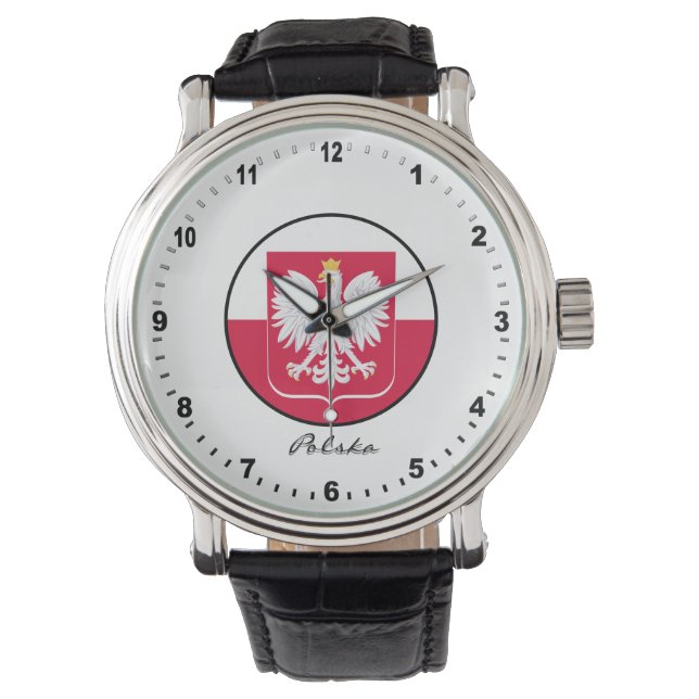 Elegant Poland Watch & Poland Flagga/Warszawa Armbandsur (Framsida)