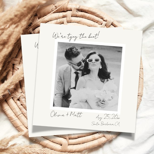 Elegant Polaroid Save the Date Wedding Inbjudningar (Elegant Polaroid Save the Date Wedding Invitation)