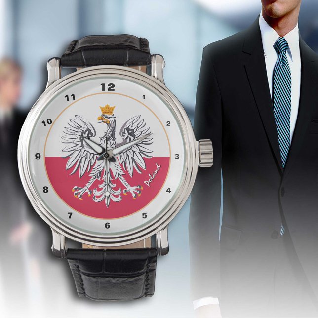Elegant Polen, klocka, polsk Flagga, Eagle mode Armbandsur (Skapare uppladdad)