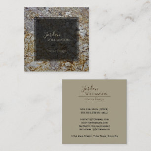 Elegant Polerad Granite Grått, Rust & Taupe-Chic Fyrkantigt Visitkort