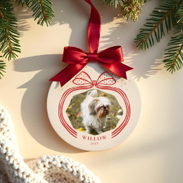 Elegant Polka Dot-jultomten Photo Keepsak Julgransprydnad Keramik