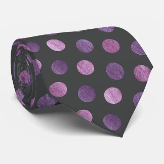 Elegant Polka Dot Lavender & Charcol Grått Anpassn Slips
