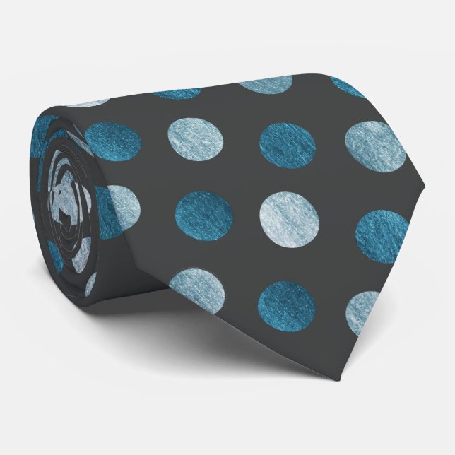 Elegant Polka Dot Personlig Blue Charcol Grått Slips (Rullad)