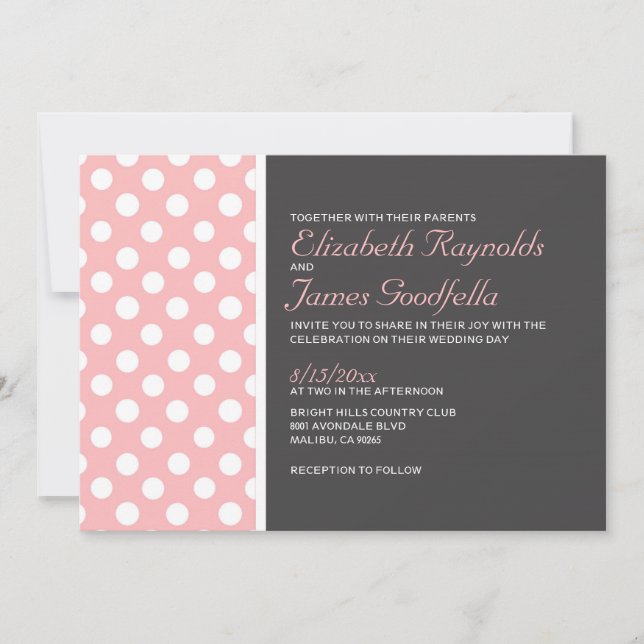 Elegant Polka Dot Wedding Inbjudningar (Framsida)