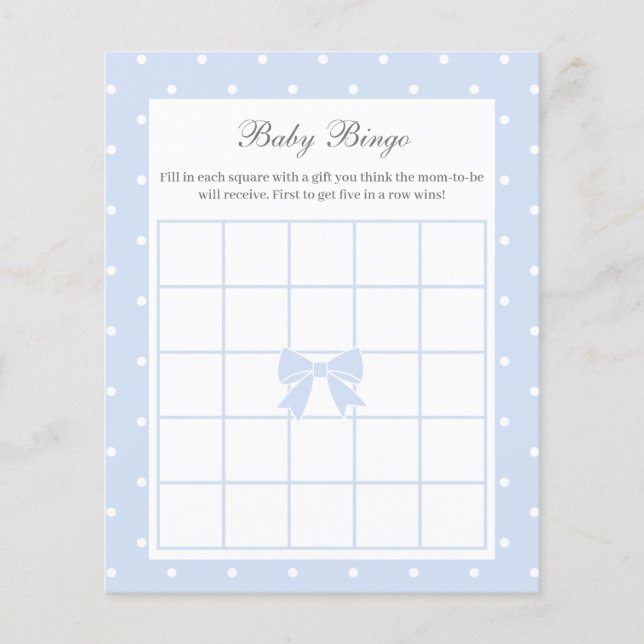 Elegant Polka Dots Baby Pojke Duscht Baby Bingo Sp (Framsida)