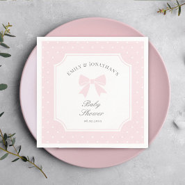 Elegant Polka dots Baby Rosa Bow Flicka Shower Pappersservett