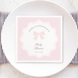 Elegant Polka dots Baby Rosa Bow Flicka Shower Pappersservett