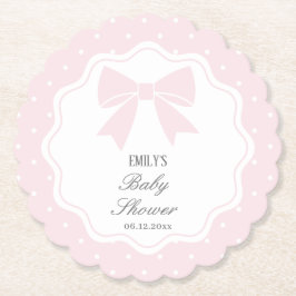 Elegant Polka dots Baby Rosa Bow Flicka Shower Underlägg Papper
