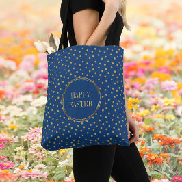 Elegant Polka dots Christian Glad påsk Egg Hunt Tygkasse