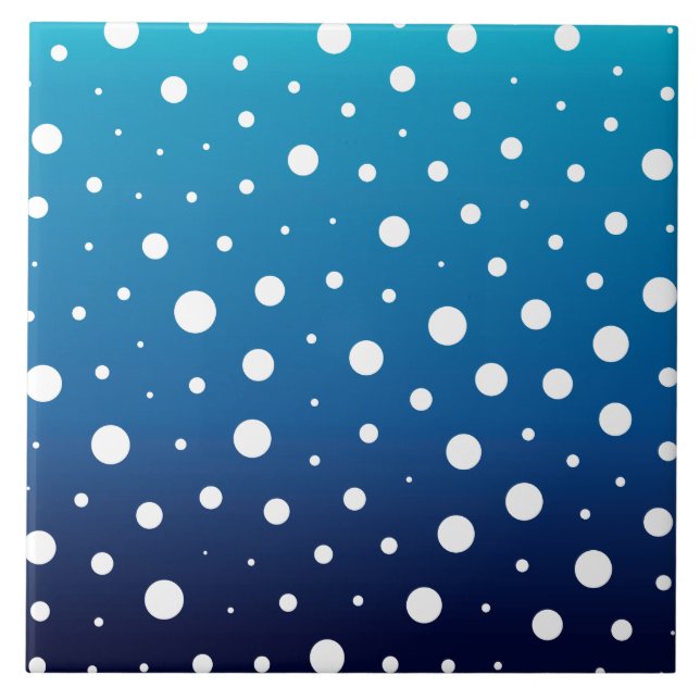 Elegant polka dots - havblått och vit kakelplatta (Framsidan)